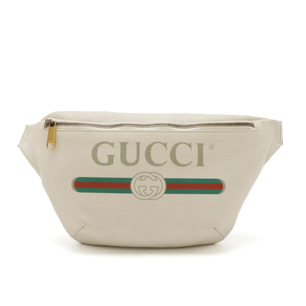 Gucci Sherry Belt Bag Body Waist Pouch Clutch Leather Ivory White